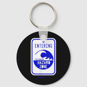 Tsunami Hazard Zone Road Sign Funny Beach And Shor Key Ring