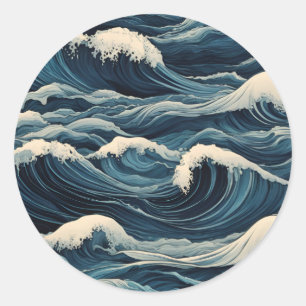 Tsunami Waves Classic Round Sticker