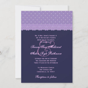 TT034 Rich Purple Lace Wedding Monogram Invitation