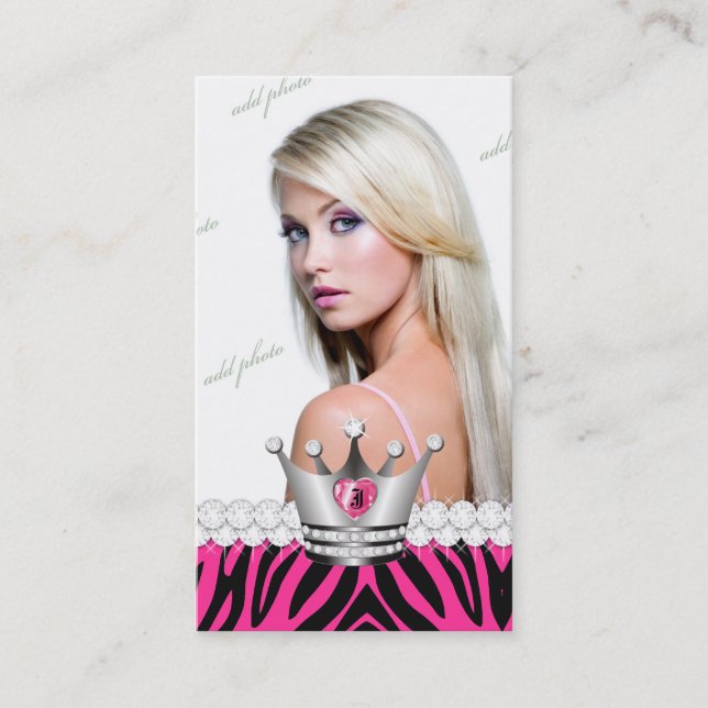 TT-Perfect Princess Pink  Zebra Diamonds Business Card (Front)