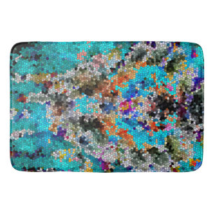 TTEQOTGCubismINV SGDRKDP BLUE Bath Mat