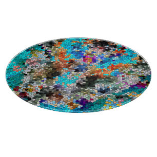 TTEQOTGCubismINV SGDRKDP BLUE Cutting Board