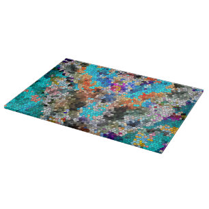 TTEQOTGCubismINV SGDRKDP BLUE Cutting Board