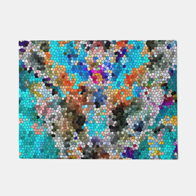 TTEQOTGCubismINV SGDRKDP BLUE Doormat (Front)