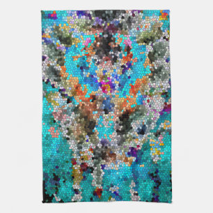 TTEQOTGCubismINV SGDRKDP BLUE Tea Towel