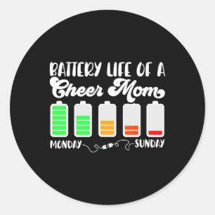 Ttery Life Of Cheer Mom Of A Cheerleader Mama Chee Classic Round Sticker
