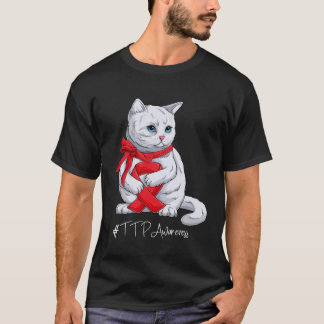 TTP Awareness Month Red Ribbon Cat T-Shirt