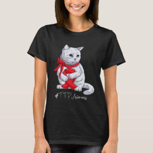 TTP Awareness Month Red Ribbon Cat T-Shirt