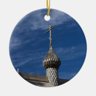 Ttraditional wooden Russian Orthodox church Ceramic Ornament