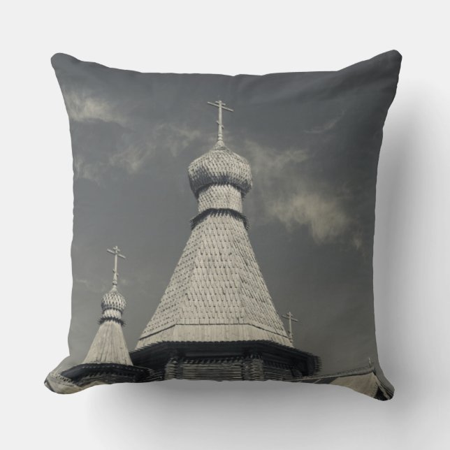 Ttraditional wooden Russian Orthodox church Cushion (Front)