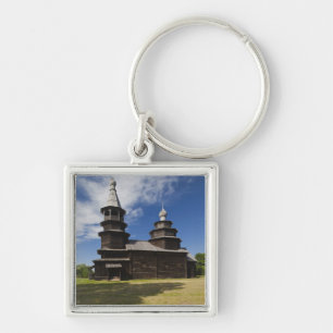 Ttraditional wooden Russian Orthodox church Key Ring