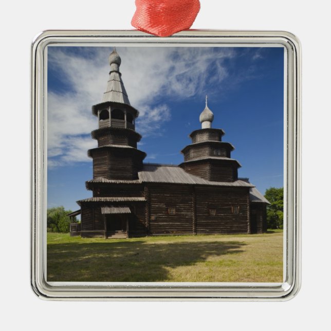 Ttraditional wooden Russian Orthodox church Metal Ornament (Front)