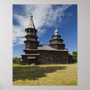 Ttraditional wooden Russian Orthodox church Poster