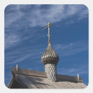 Ttraditional wooden Russian Orthodox church Square Sticker