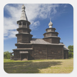 Ttraditional wooden Russian Orthodox church Square Sticker
