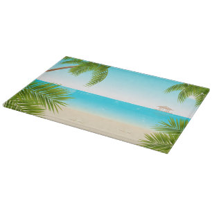 Ttropical Beach Background Glass Cutting Board