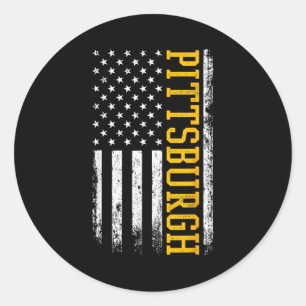 Ttsburgh Usa Flag Patriotic American From Ttsburgh Classic Round Sticker