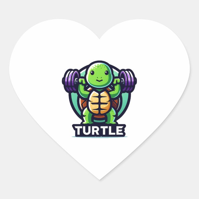 Tturtle squats funny heart sticker (Front)