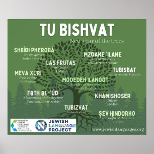 Tu Bishvat - New Year of the Trees - in 10 Jewish Poster