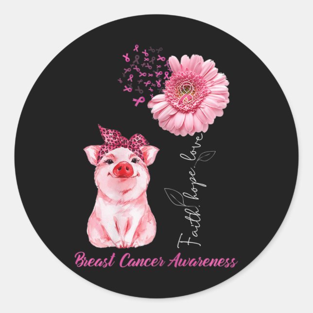 Tu Breast Cancer Awareness Costume Daisy Ribbon Pi Classic Round Sticker (Front)