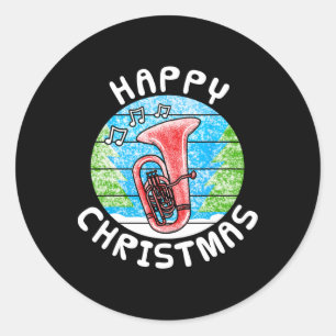 Tu Christmas Tuist Br Musician Music Teacher 1 Classic Round Sticker