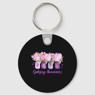 Tu Epilepsy Awareness Month Costume Flower Ribbon Key Ring