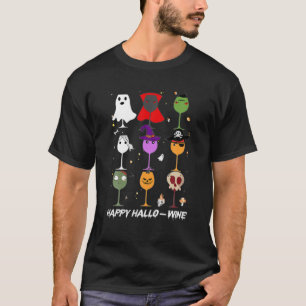 Tu Happy Hallo-wine Halloween Wine Drinking Lover T-Shirt
