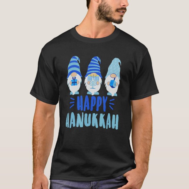 Tu Happy Hanukkah 2022 Gnome Menorah Dreidel Costu T-Shirt (Front)