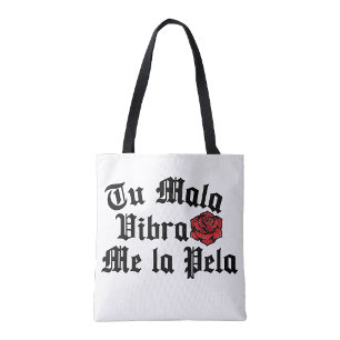 Tu mala vibra me la pela shopping tote bag