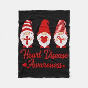 Tu Red Ribbon Gnome Heart Disease Awareness Costum Fleece Blanket