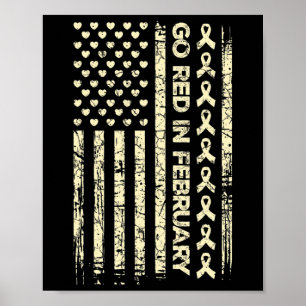 Tu Red Ribbon Heart Disease Awareness Gift America Poster