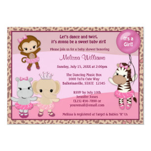 Tu Tu Cute Baby Shower invitation MONKEY GIRL TTC