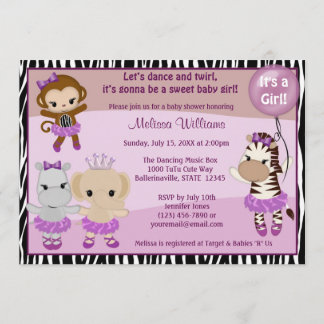 Tu Tu Cute Baby Shower invitation MONKEY GIRL TTC2