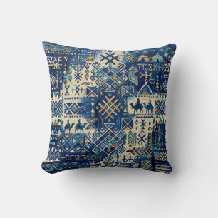 Tuareg Tifinagh Patchwork Throw Pillow Saharan I
