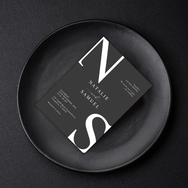 Tuatara Minimalist & Elegant Bold Initial Wedding Invitation (Creator Uploaded)