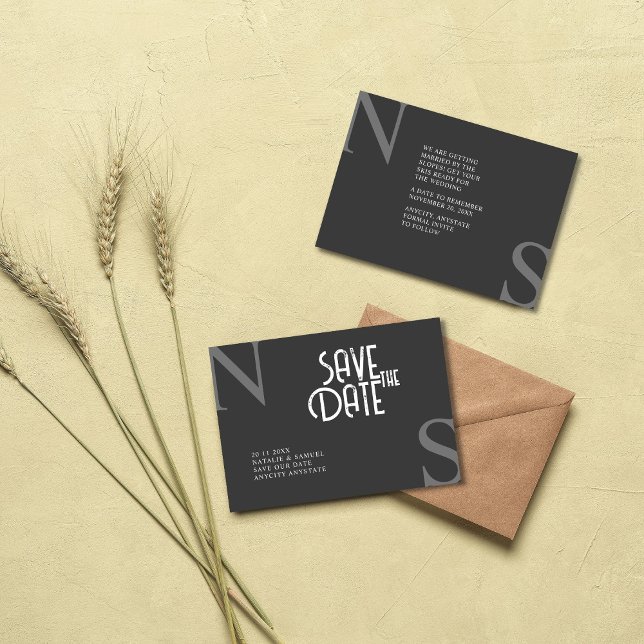 Tuatara Minimalist & Elegant Bold Initials Wedding Save The Date (Creator Uploaded)