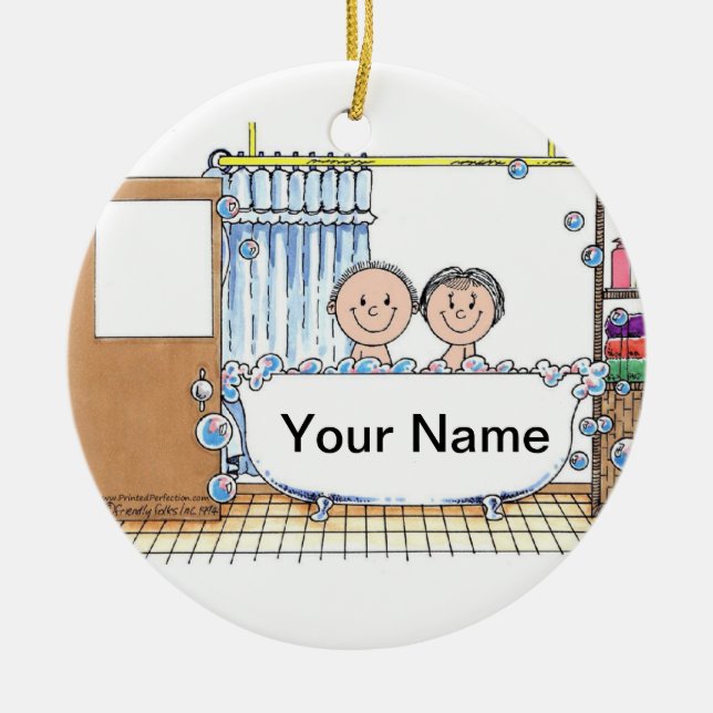 Tub Time, Couple Only Ceramic Tree Decoration (Front)