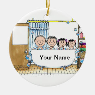 Tub Time, Two Girls Ceramic Tree Decoration