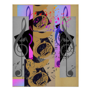 Tuba And Music Notes Poster