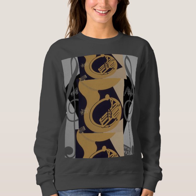 Tuba And Music Notes Sweatshirt (Front)