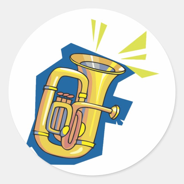 Tuba Brass Instrument Bright Music Band Classic Round Sticker (Front)