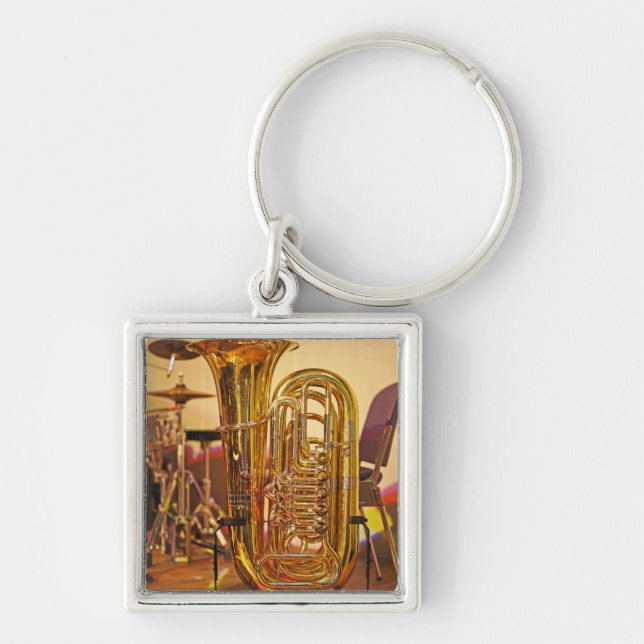 Tuba brass instrument key ring (Front)