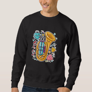 Tuba Cartoon Look Jazz Music Sweatshirt