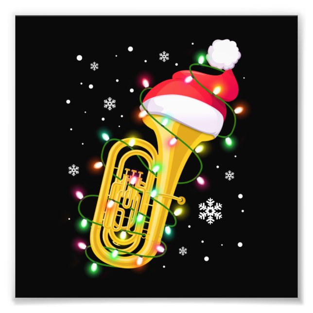 Tuba Christmas Shirt Funny Marching Band Geek Holi Photo Print (Front)