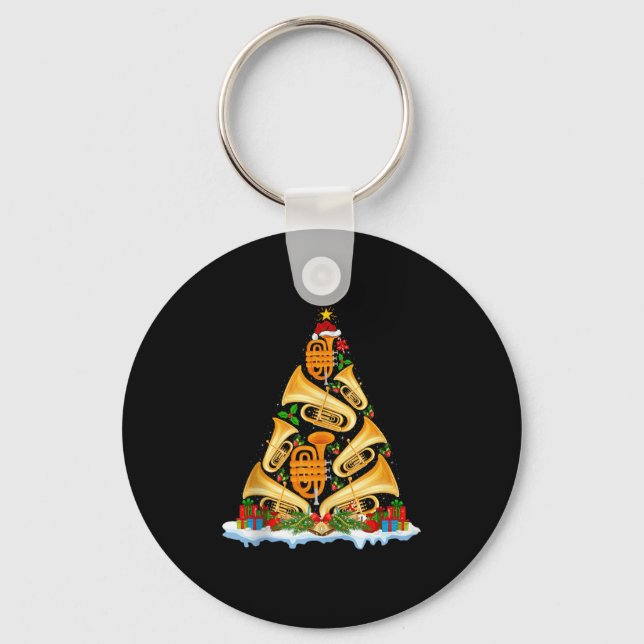 Tuba Christmas Tree Lights Tuba Music Lover Musica Key Ring (Front)