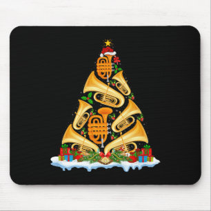 Tuba Christmas Tree Lights Tuba Music Lover Musica Mouse Pad