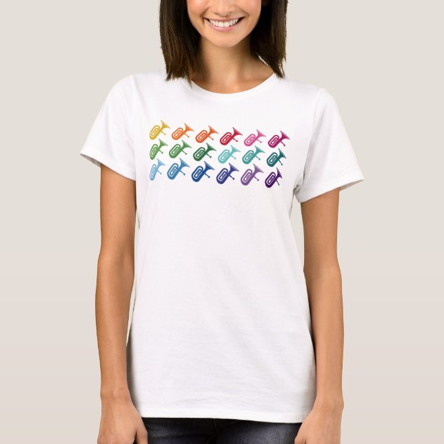 Tuba Colourful Fun Array Music T-Shirt (Front)