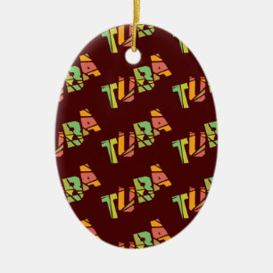 Tuba Cracked Text Ceramic Ornament