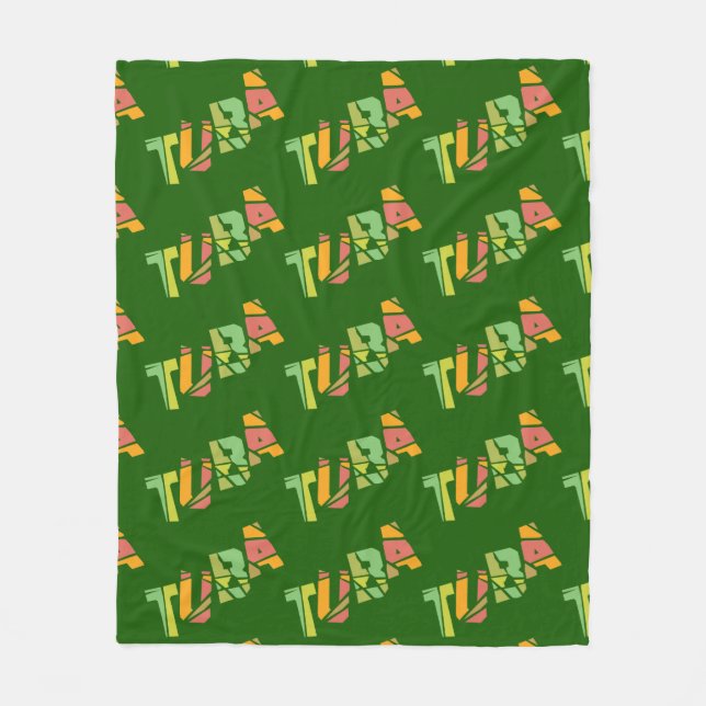 Tuba Cracked Text Fleece Blanket (Front)