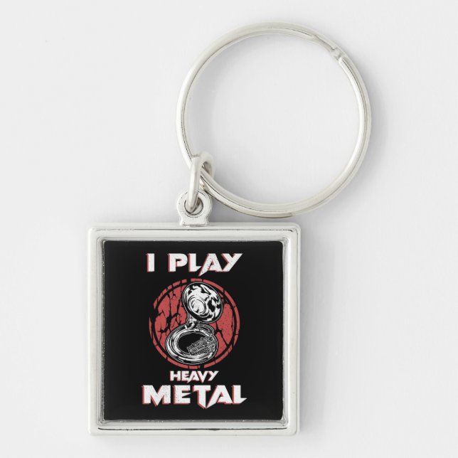 Tuba Gifts Heavy Metal Marching Band Sousaphone Key Ring (Front)